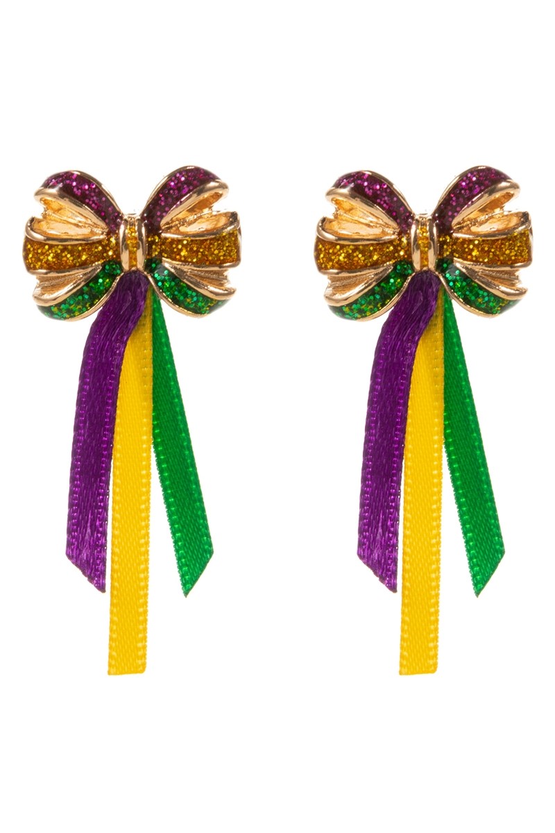 Mardi Gras Ribbon Earrings