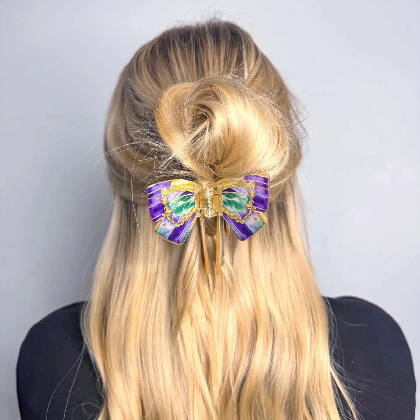 Mardi Gras Bow Ribbon Clip