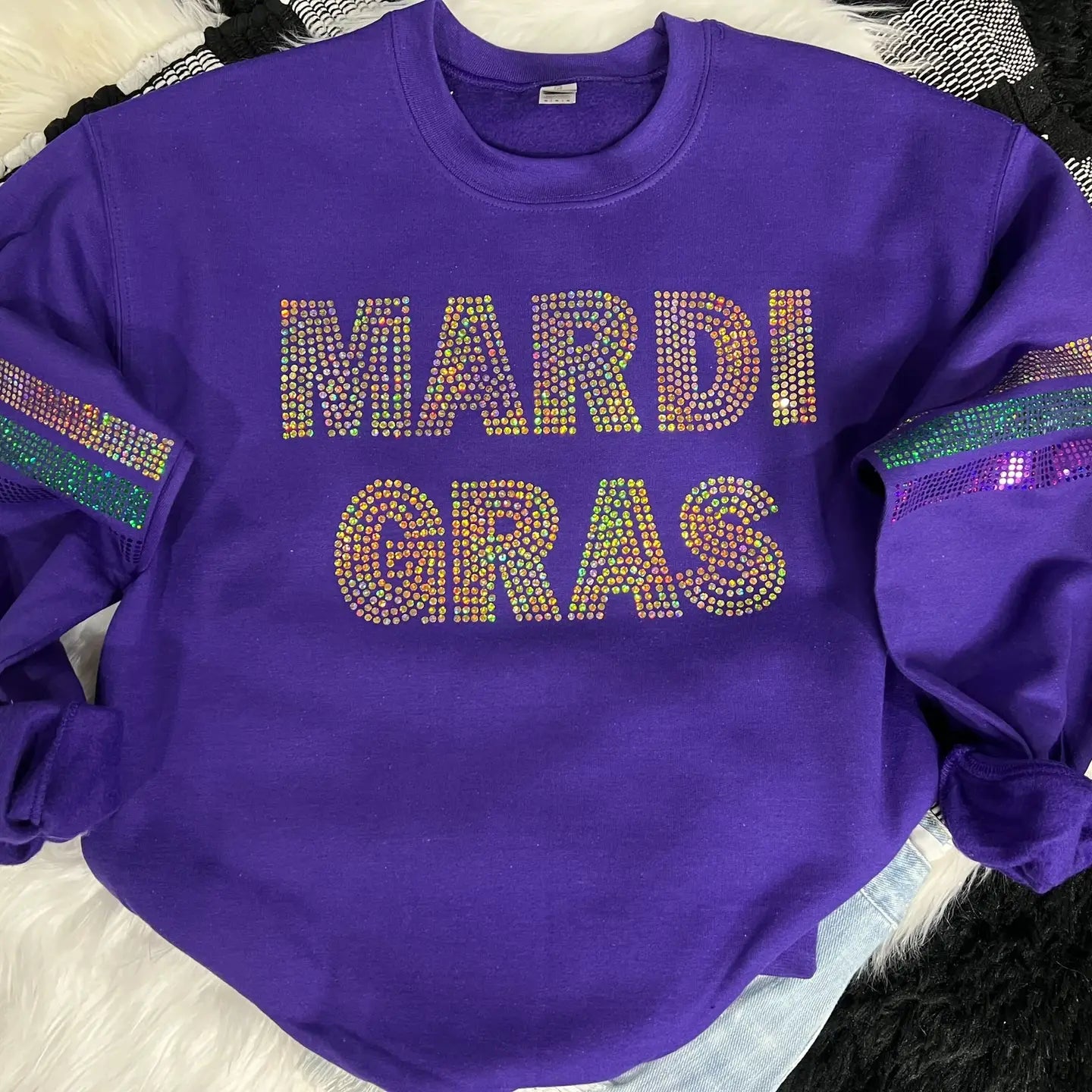 Mardi Gras blinged out sweatshirt
