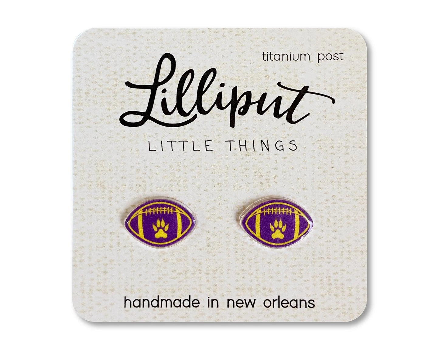 Tiger paw football earrings