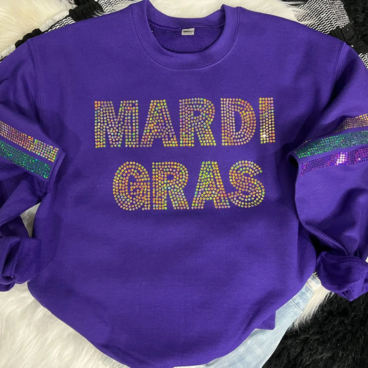 Mardi Gras blinged out sweatshirt