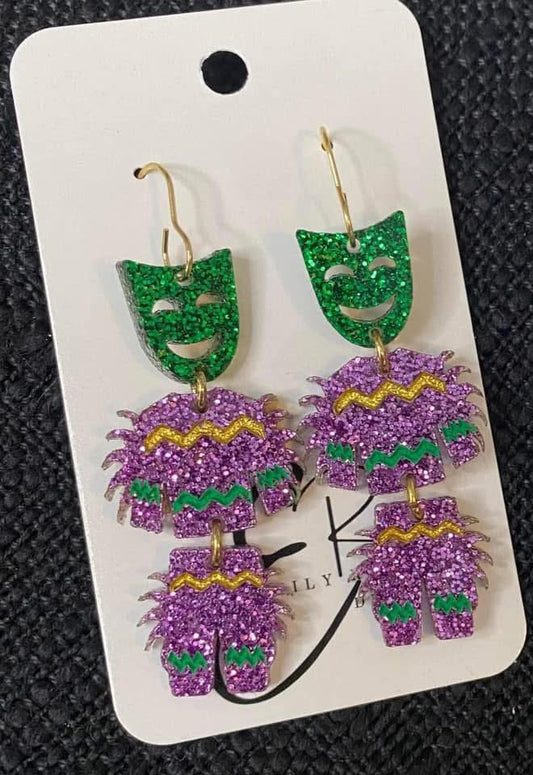 Mardi Gras Custom Costume Earrings