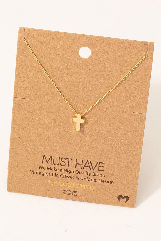 Gold small cross necklace